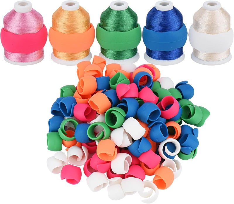 simthread 100pcs Upgraded Thread Holder/Spool Huggers Compatible with Larger spools- Keep Thread Spool Neat&Organized for Sewing and Embroidery Machine Thread Spools - Image 1